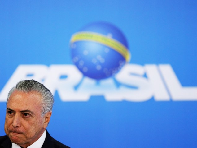 O presidente da República em exercício, Michel Temer, realiza pronunciamento no Palácio do Planalto, em Brasília (DF) - 06/06/16