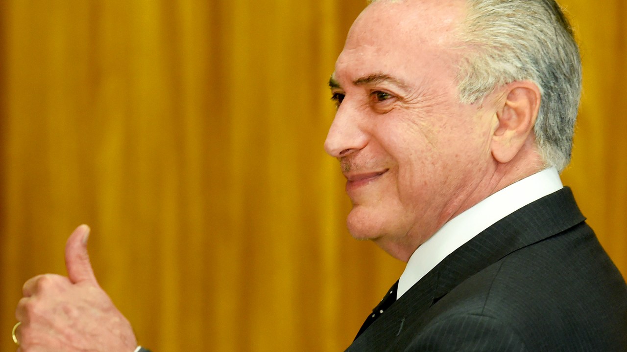 O presidente da República em exercício, Michel Temer, realiza pronunciamento no Palácio do Planalto, em Brasília (DF) - 06/06/16