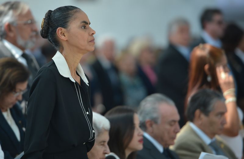 Marina Silva na missa de sétimo dia do ex-governador de Pernambuco, Eduardo Campos, na Catedral de Brasília