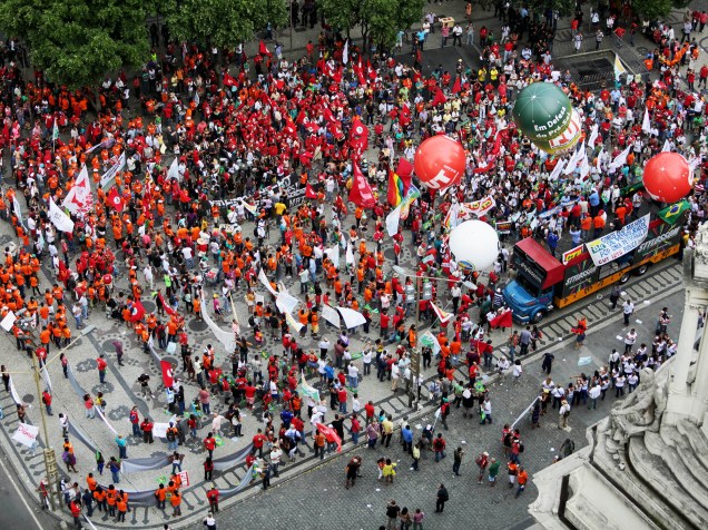 Protesto sindical nesta sexta feira (13) na região da Cinelândia, no Rio de Janeiro