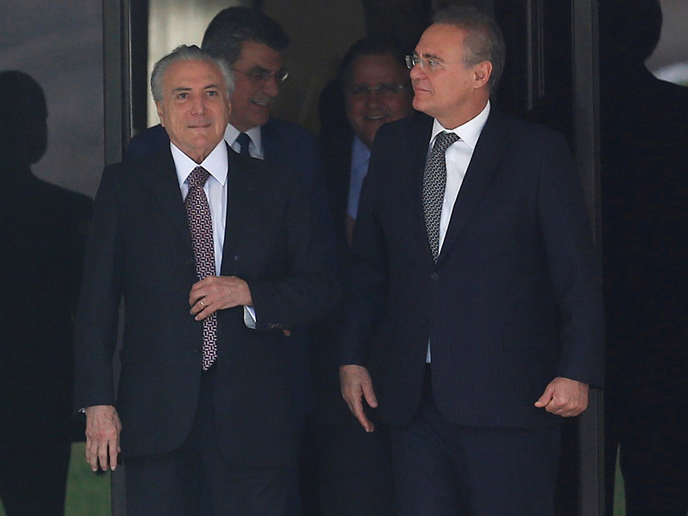 O vice-presidente da República, Michel Temer, se encontra na casa do presidente do Senado Federal, Renan Calheiros (PMDB-AL), em Brasília (DF) - 10/05/2016
