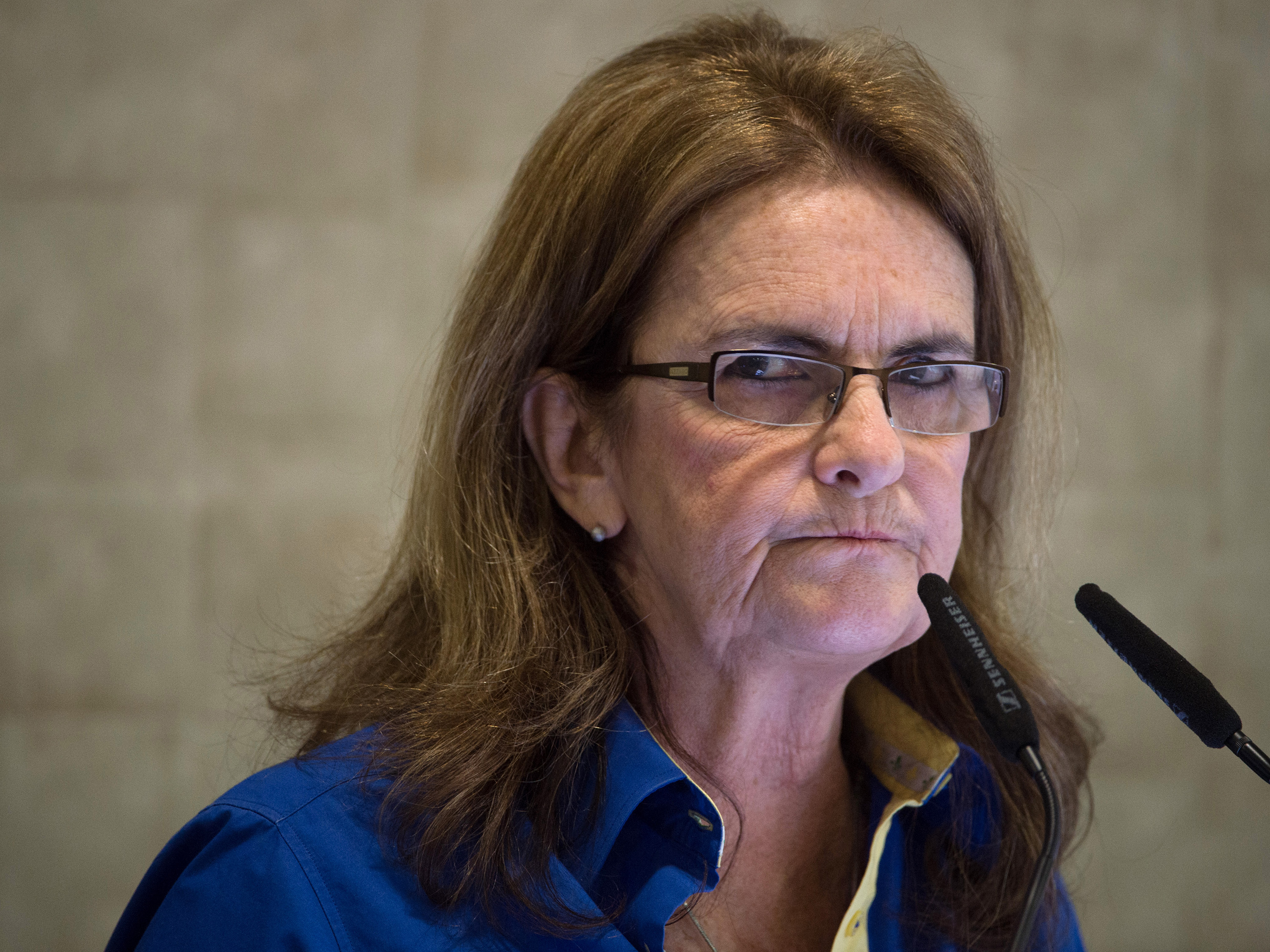 A presidente da Petrobras, Maria das Graças Silva Foster, durante coletiva com jornalistas, no Rio de Janeiro - 17/12/2014