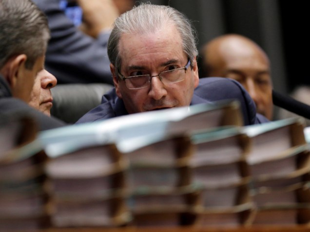 Presidente da Câmara dos Deputados Eduardo Cunha durante sessão que analisa o pedido de impeachment do presidente Dilma Rousseff - 15/04/2016