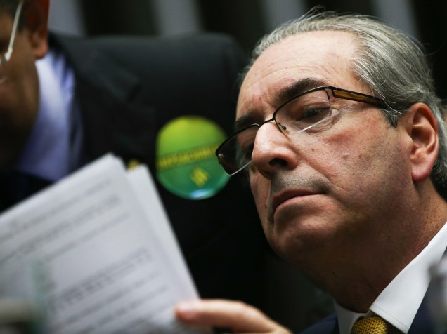 O presidente da Câmara dos Deputados, deputado Eduardo Cunha (PMDB-RJ), durante sessão que analisa o pedido de afastamento da presidente Dilma Rousseff - 15/04/2016