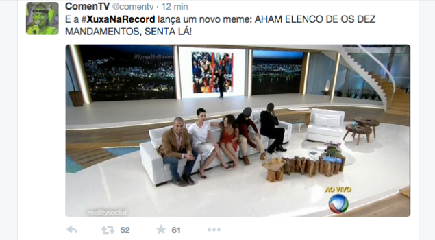 Meme da estreia do programa Xuxa Meneghel, na Record