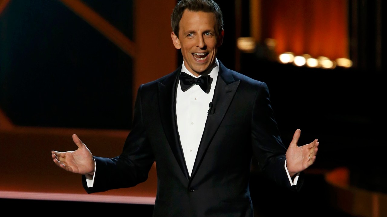 O ator Seth Meyers apresenta o 66º Emmy, em Los Angeles