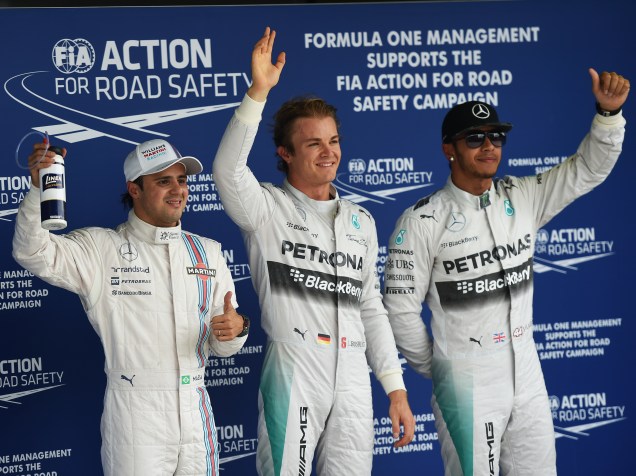 Nico Rosberg, Lewis Hamilton e Felipe Massa foram os mais rápidos do treino de classificação para o Grande Prêmio do Brasil