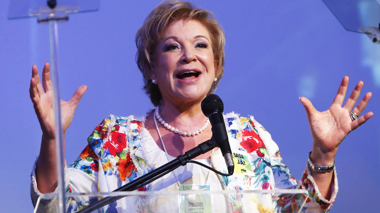 Senadora Marta Suplicy, durante convenção nacional do PMDB, em Brasília (DF), neste sábado (12)