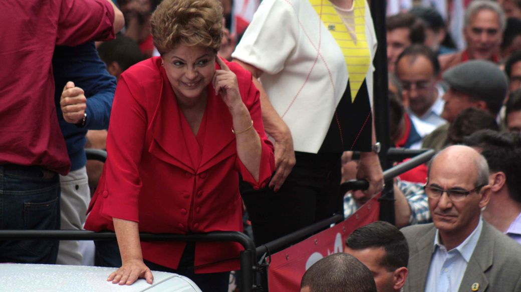 Dilma Rousseff em campanha neste sábado, em São Paulo