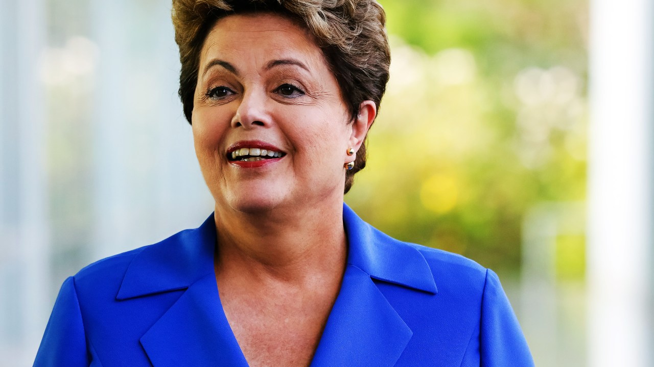 A presidente Dilma Rousseff, durante entrevista coletiva no Palácio da Alvorada