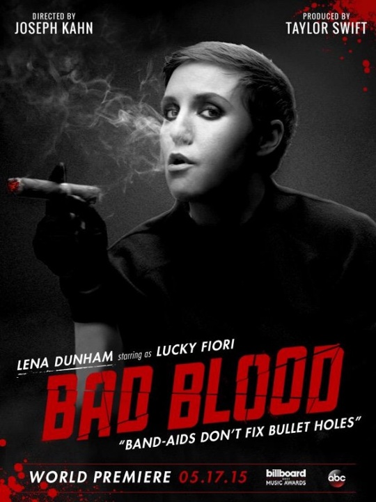 A atriz Lena Dunham no pôster do clipe de Bad Blood