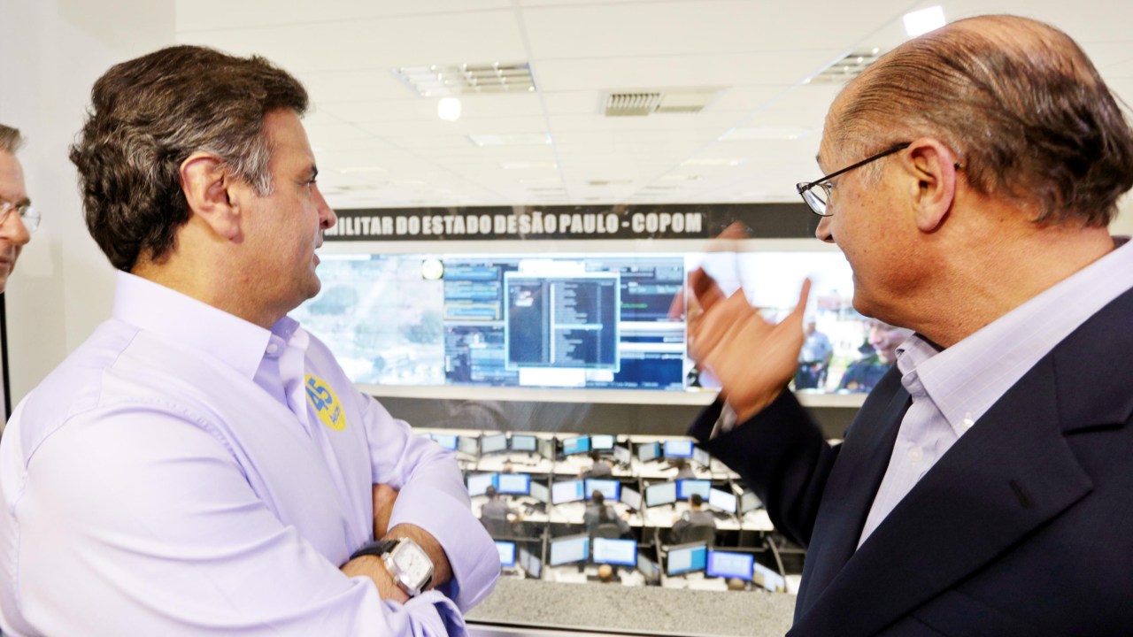 Acompanhado do governador Geraldo Alckmin, Aécio Neves visita nesta sexta-feira (12) o Programa Detecta em São Paulo (SP)