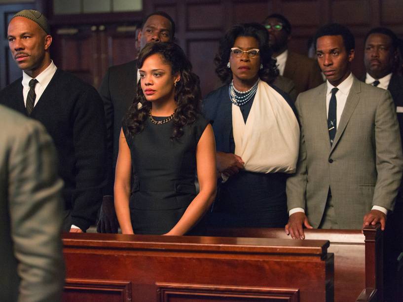 Atores Andre Holland, Colman Domingo, Omar Dorsey, Tessa Thompson durante cena do filme Selma