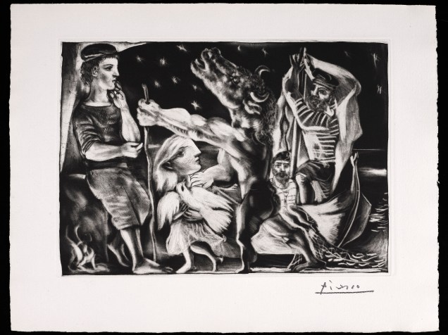 Pablo Ruiz Picasso - Minotauro cego guiado por uma menina na noite (Suite Vollard 97) -1934 (novembro-dezembro)<br><br>