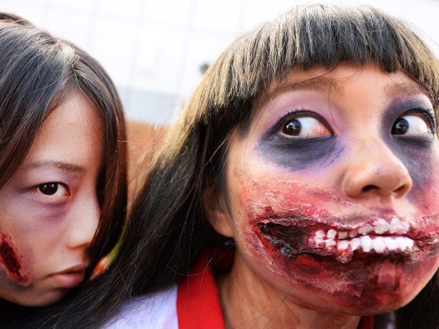 Participantes do desfile de Halloween de Kawasaki, em Tóquio