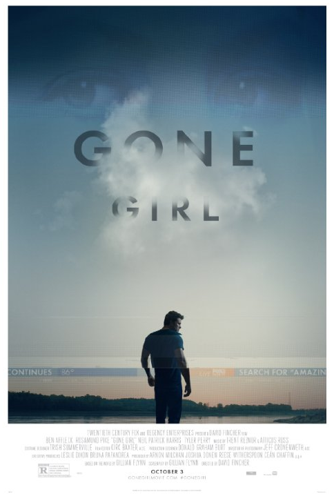 Cartaz do filme com o nome original, Gone Girl, mesmo título do livro em inglês