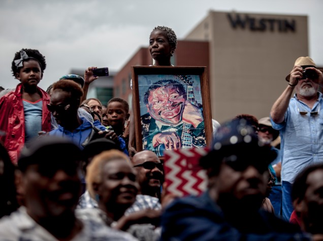 Fãs participam de memorial em homenagem a B.B. King em Memphis, Tennessee (EUA) - 27/05/2015