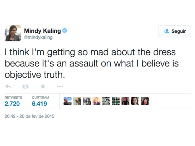 Mindy Kaling: Acho que estou ficando muito brava com este vestido pois é um insulto ao que eu acredito ser a verdade objetiva