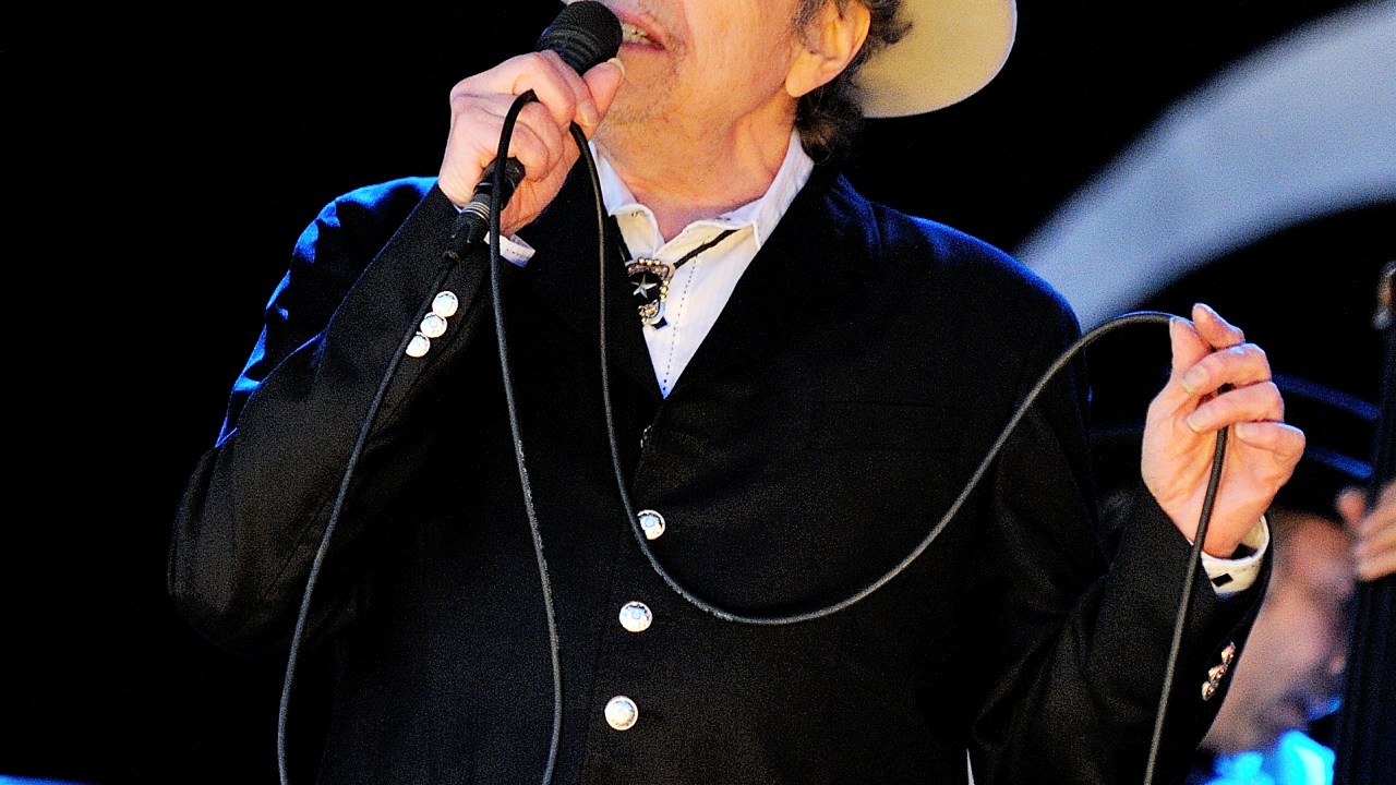 Bob Dylan durante o Hop Farm Festival em Paddock Wood, Reino Unido, em 2012