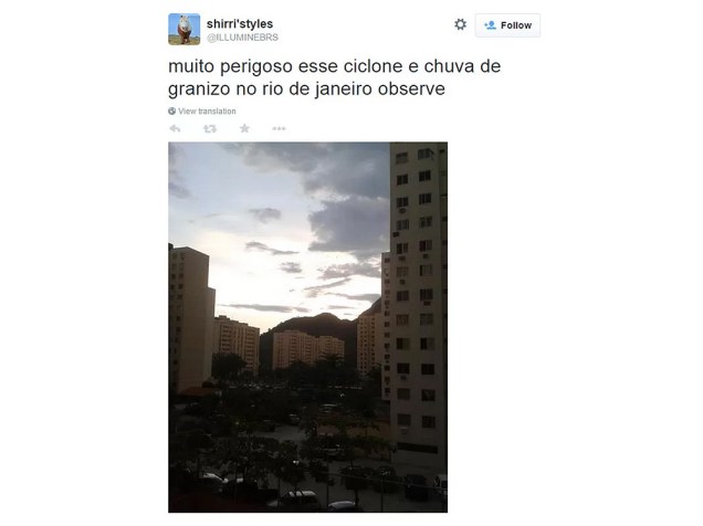 Previsão da passagem de um ciclone no Rio de Janeiro virou piada na internet