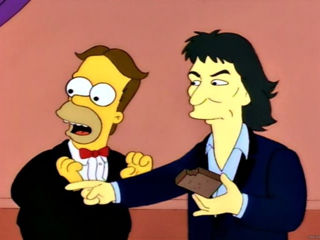 O cantor George Harrison durante episódio dos Simpsons