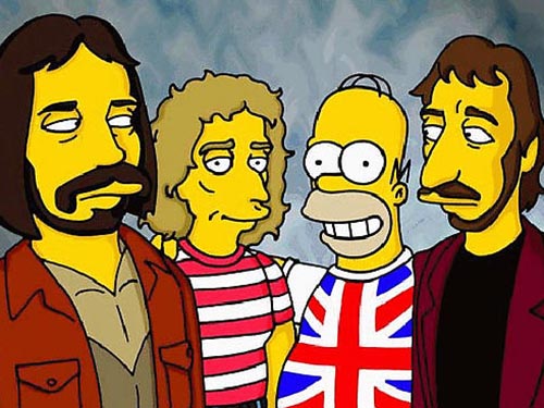 Ao lado de Homer, a banda The Who em sua versão Simpsons