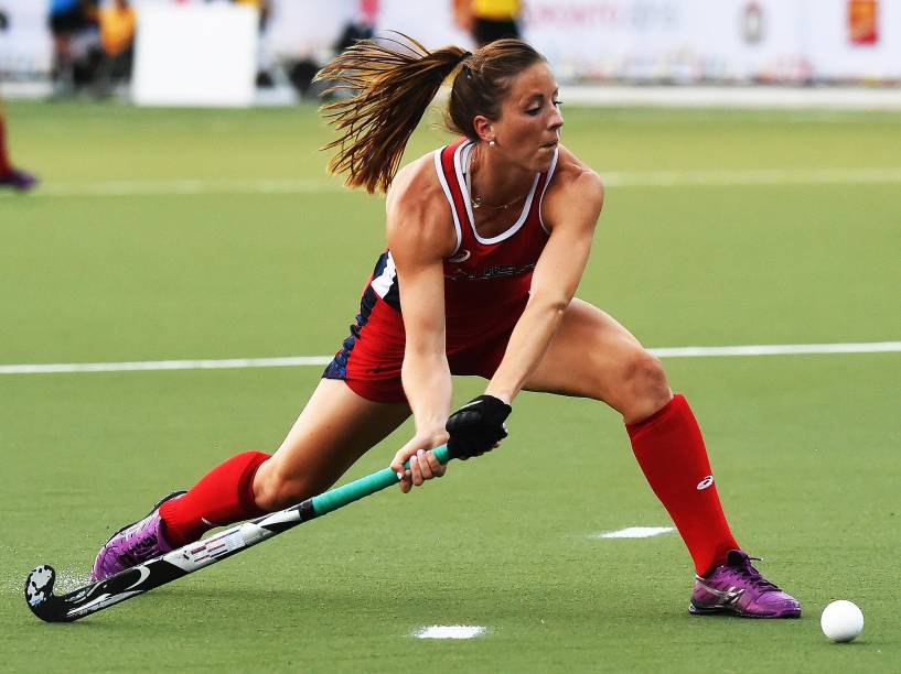 Norte-americanas enfrentam a equipe da Argentina na final do hóquei sobre grama nos Jogos Pan-Americanos, em Toronto, Canadá