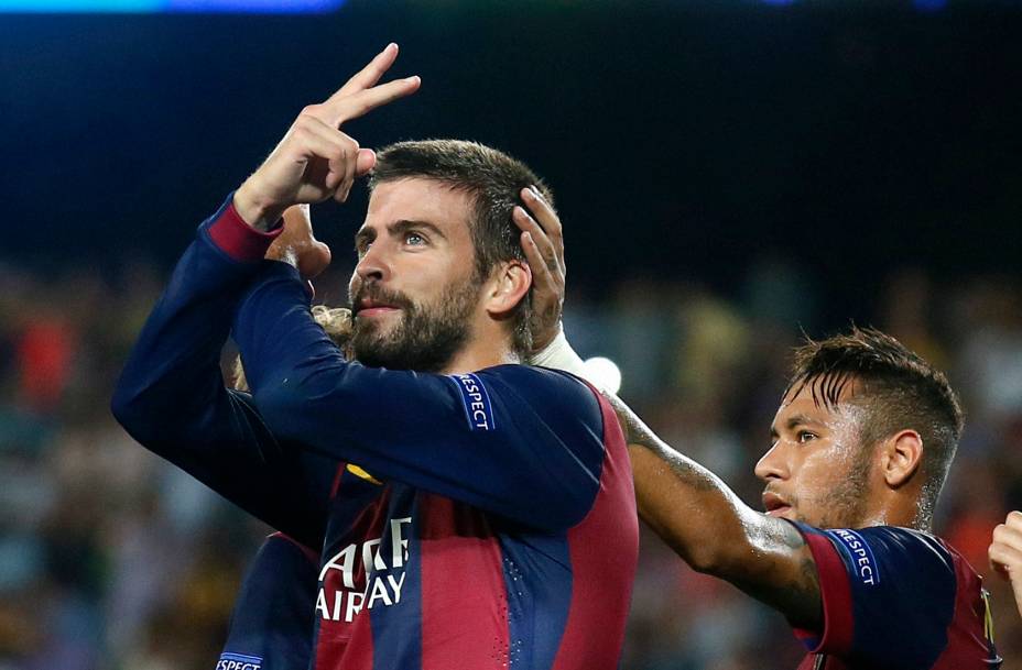 Gerard Piqué, marcou o gol da vitória do Barcelona sobre o Apoel no Camp Nou - 17/09/2014