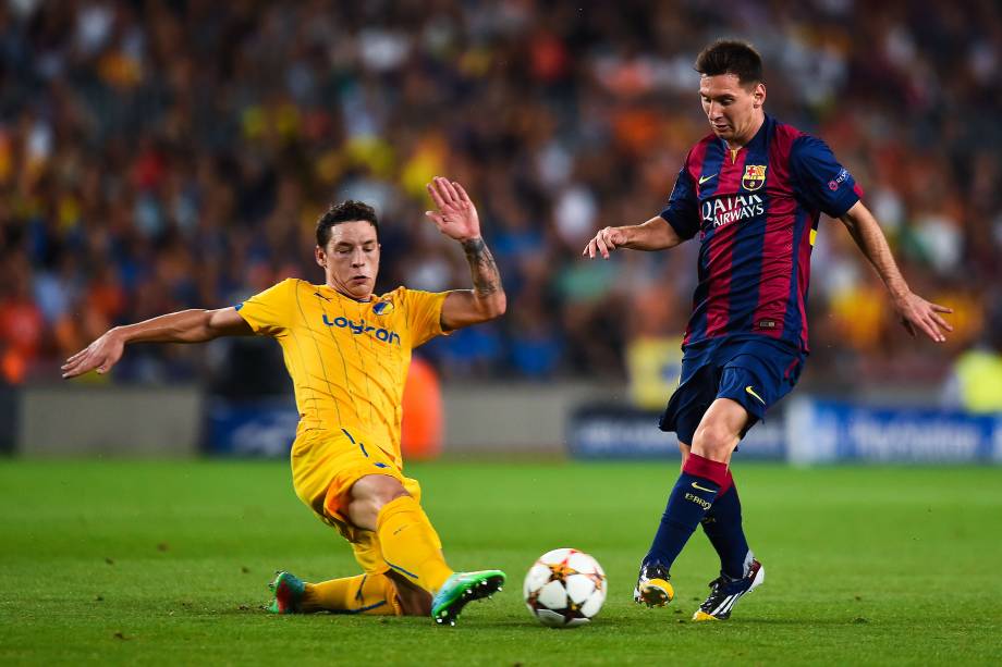 Lionel Messi na vitória do Barcelona sobre o Apoel no Camp Nou - 17/09/2014