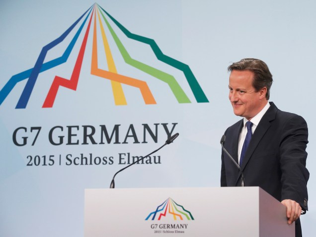 David Cameron, primeiro-ministro britânico, fala durante coletiva de imprensa do G7 em Kruen, Alemanha - 08/06/2015