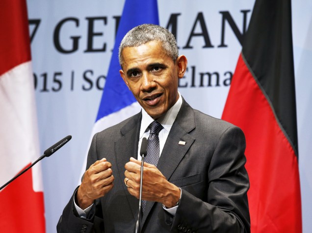 O presidente dos EUA, Barack Obama fala durante coletiva de imprensa do G7 em Kruen, Alemanha - 08/06/2015