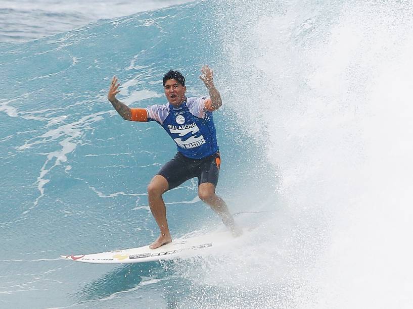 Gabriel Medina durante 3º round da competição do Billabong Pipe Masters, última etapa do Circuito Mundial de Surfe, nesta sexta-feira (19) na praia de Pipeline, em Honolulu, na ilha de Oahu no Havaí, Estados Unidos