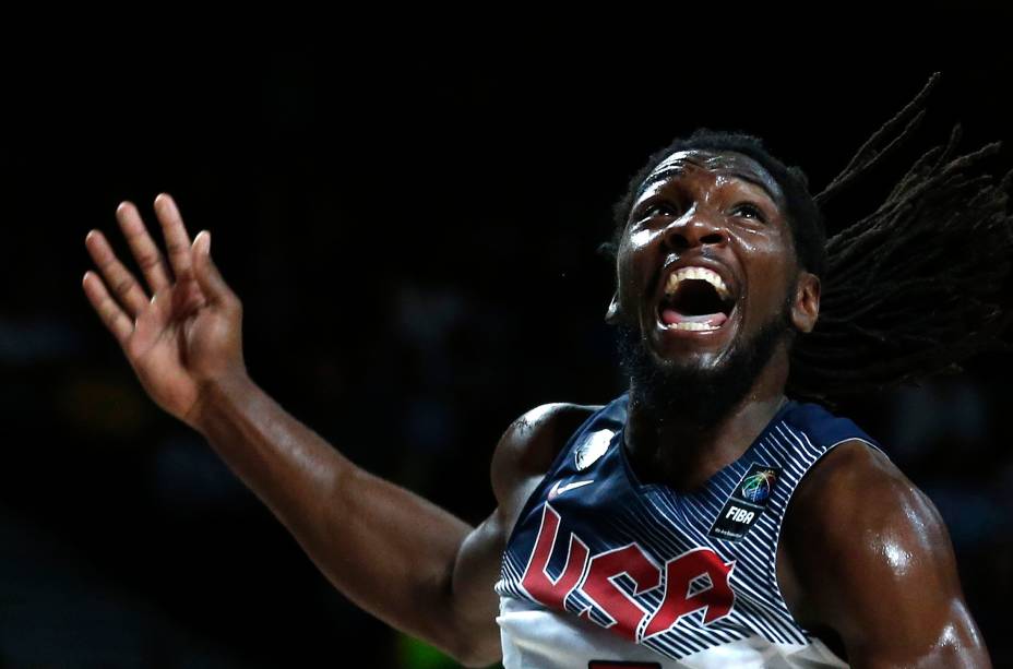 Kenneth Faried dos Estados Unidos durante o jogo final da Copa do Mundo de Basquete contra a Sérvia, em Madri
