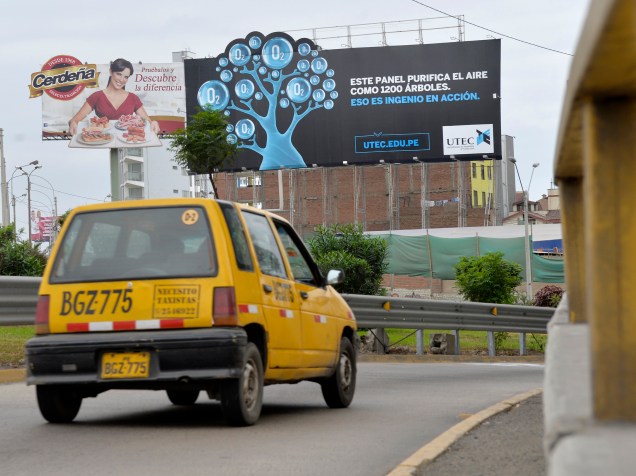Purifying billboard in Peru