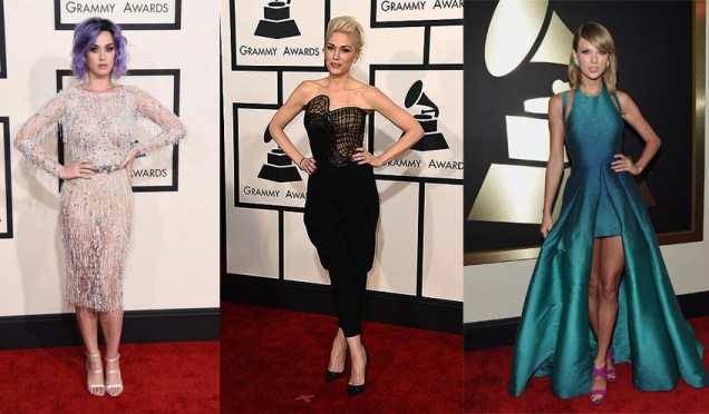 As cantoras Katy Perry, Gwen Stefani e Taylor Swift: os melhores figurinos do Grammy 2015
