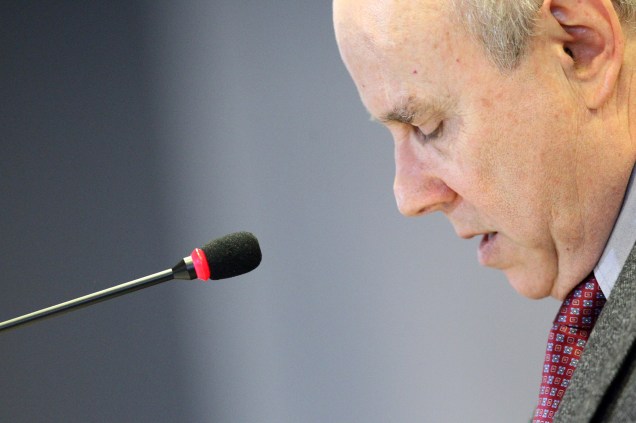O ministro da Fazenda, Guido Mantega, durante entrevista coletiva na sede do Banco do Brasil, na Avenida Paulista, em São Paulo. Mantega informou as possíveis causas da queda de desempenho do PIB O ministro da Fazenda, Guido Mantega, durante entrevista coletiva na sede do Banco do Brasil, na Avenida Paulista, em São Paulo. Mantega informou as possíveis causas da queda de desempenho do PIB