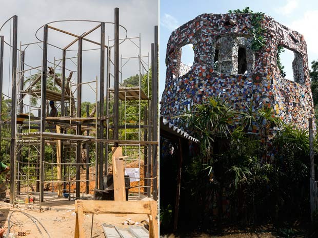 A construção da cidade cenográfica de I Love Paraisópolis, no Projac, no Rio. Aqui, a casa do Dalí brasileiro