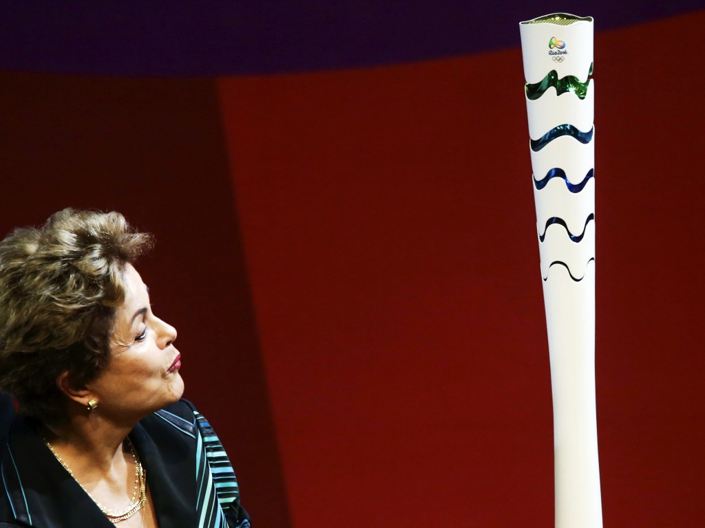 A presidente Dilma Rousseff durante a cerimônia de apresentação da tocha olímpica em Brasília - 03/07/2015