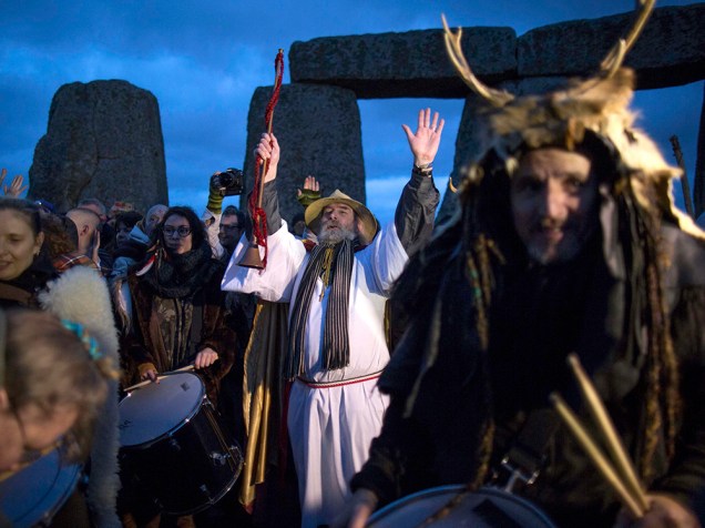 Comemorações do solstício de inverno em Stonehenge, na Inglaterra