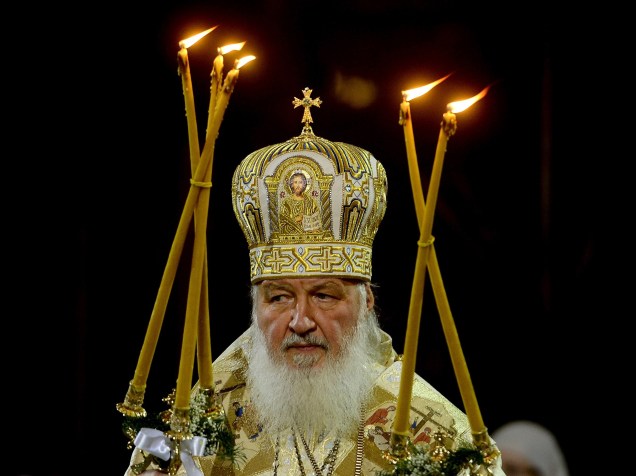 O Patriarca russo Kirill preside a celebração de Natal Ortodoxo na catedral de Cristo Salvador, em Moscou - 07/01/2016