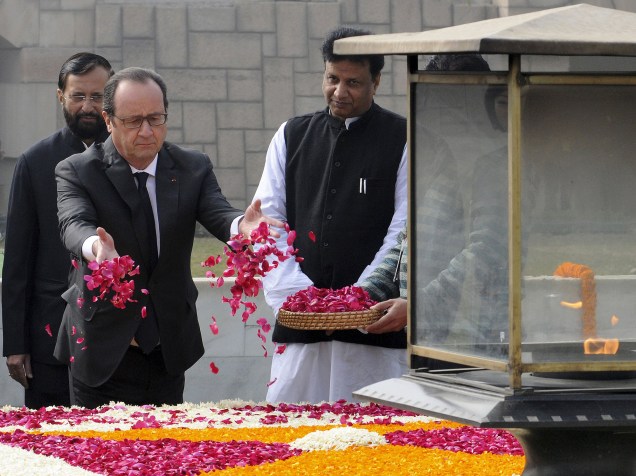 Presidente francês, François Hollande, em Nova Delhi durante uma visita de três dias à Índia