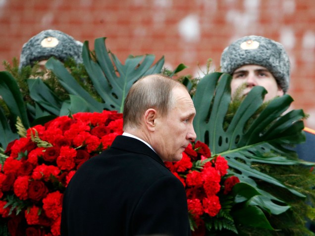 O presidente Vladimir Putin durante a celebração do<br> <br><br>O presidente da Rússia, Vladimir Putin durante o dia do Defensor da Pátria, um feriado amplamente comemorado e admirado entre jovens e velhos<br><br>