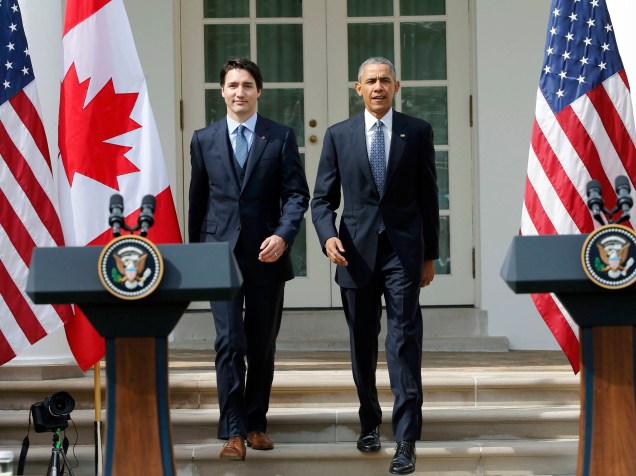 Presidente dos Estados Unidos, Barack Obama, se reúne com Primeiro Ministro canadense, Justin Trudeau, para conferência da Casa Branca, em Washington DC, nesta quinta-feira (10)