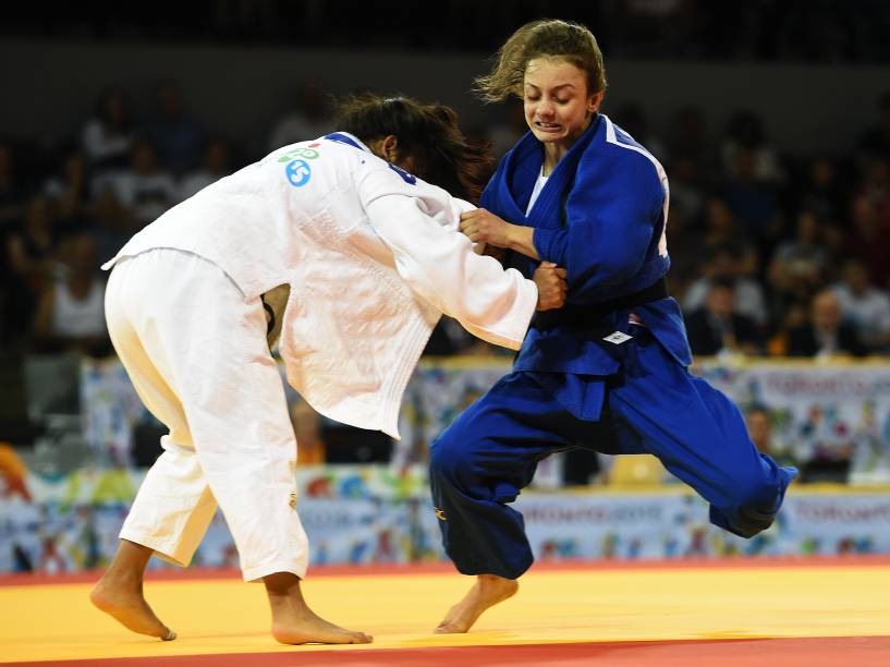 Nathália Brigida na disputa feminina pela medalha de prata no judo durante os Jogos Pan-Americanos, em Toronto, Canadá