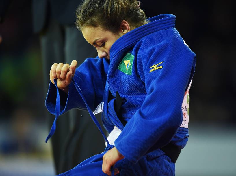 A judoca brasileira Nathália Brigida em ação nos Jogos Pan-Americanos de Toronto, no Canadá