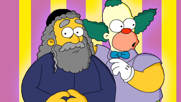 O palhaço Krusty e o pai, o rabino Hyman Krustovski