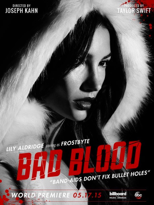 A modelo americana Lily Aldridge no pôster do clipe de Bad Blood