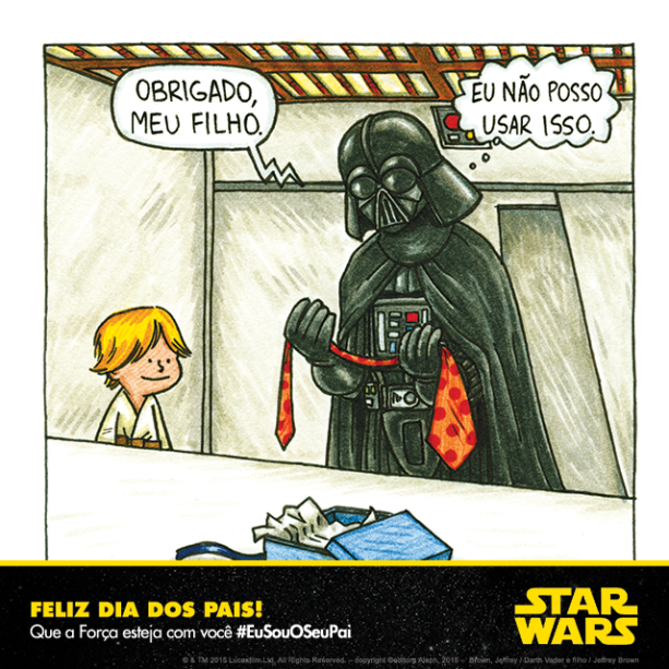 Charge divulgada pela Lucasfilm para promover Star Wars no Dia dos Pais