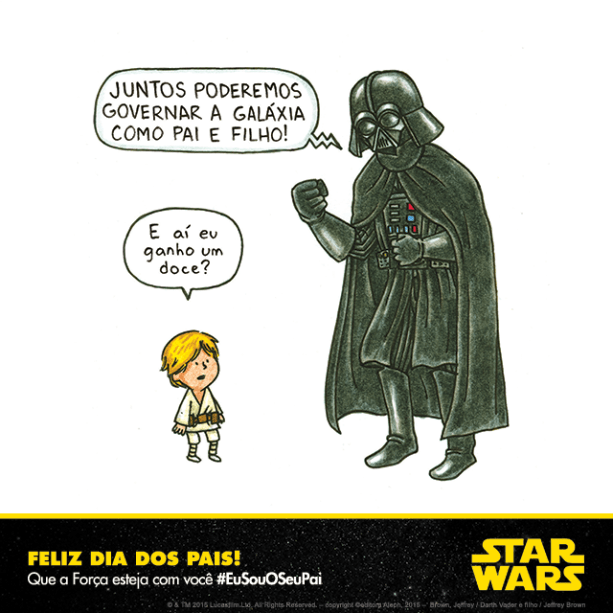 Charge divulgada pela Lucasfilm para promover Star Wars no Dia dos Pais