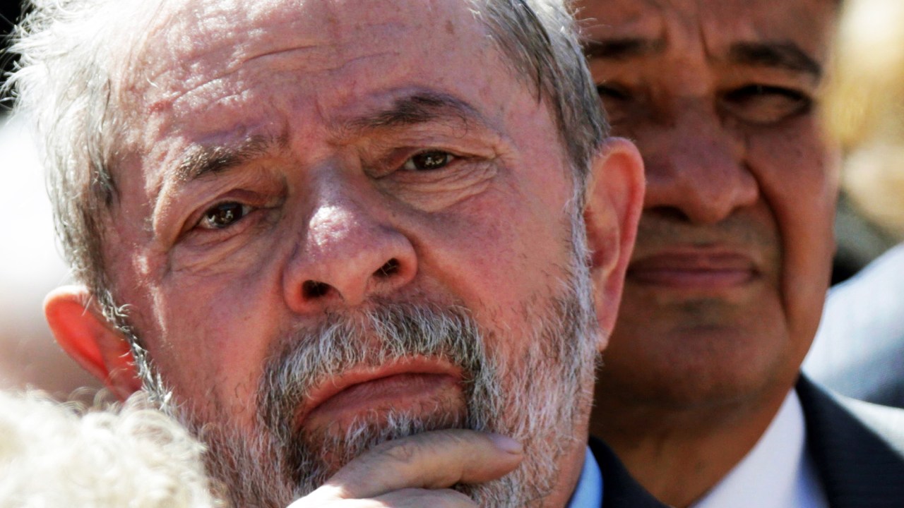 O ex-presidente Luiz Inácio Lula da Silva durante o pronunciamento da presidente afastada, Dilma Rousseff, no Palácio do Planalto, em Brasília (DF) - 12/05/2016